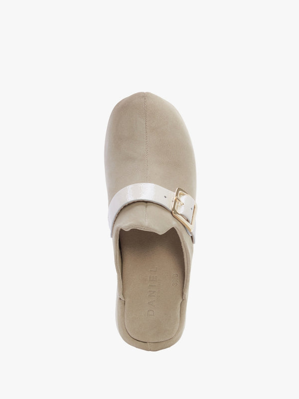 Nevio Taupe Suede Flatform Clogs