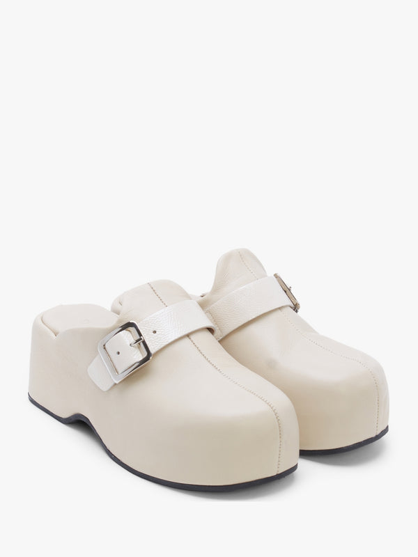 Nevio Cream Leather Flatform Clogs