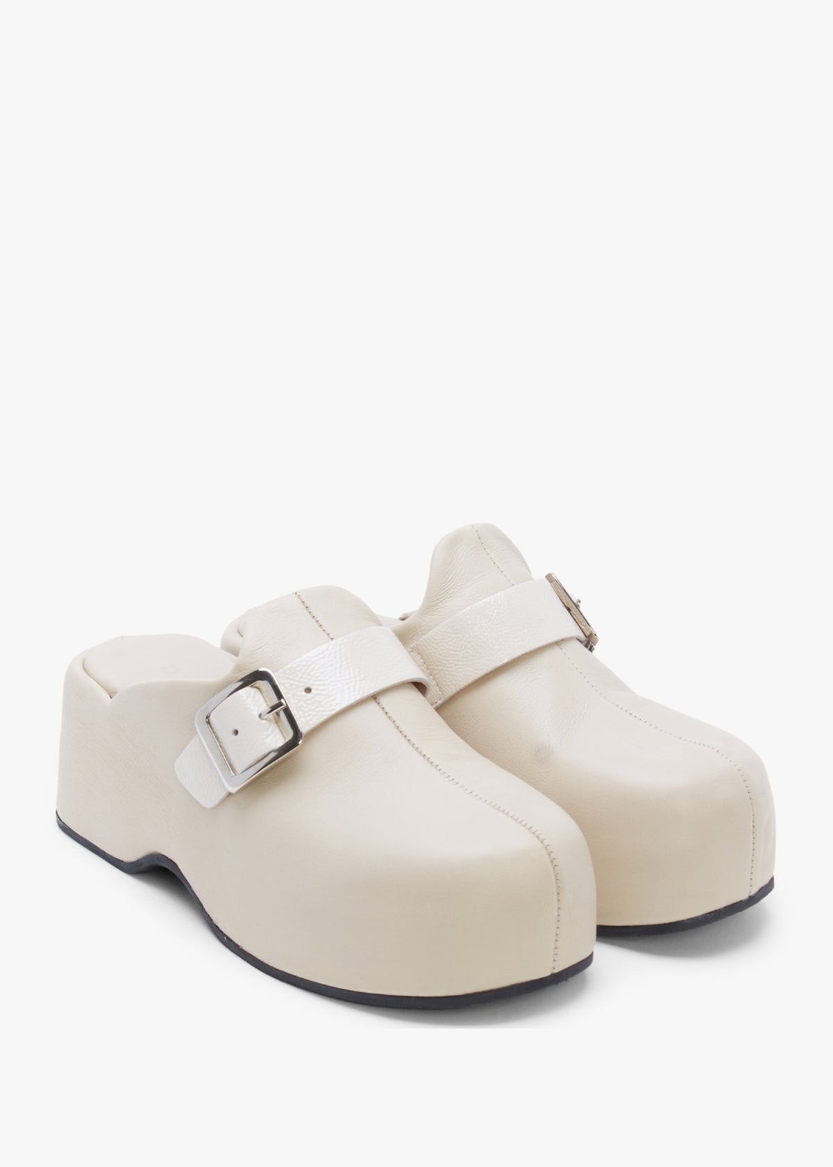 Nevio Cream Leather Flatform Clogs