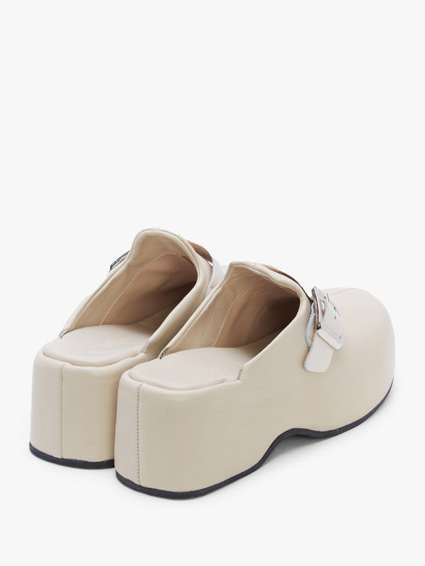 Nevio Cream Leather Flatform Clogs