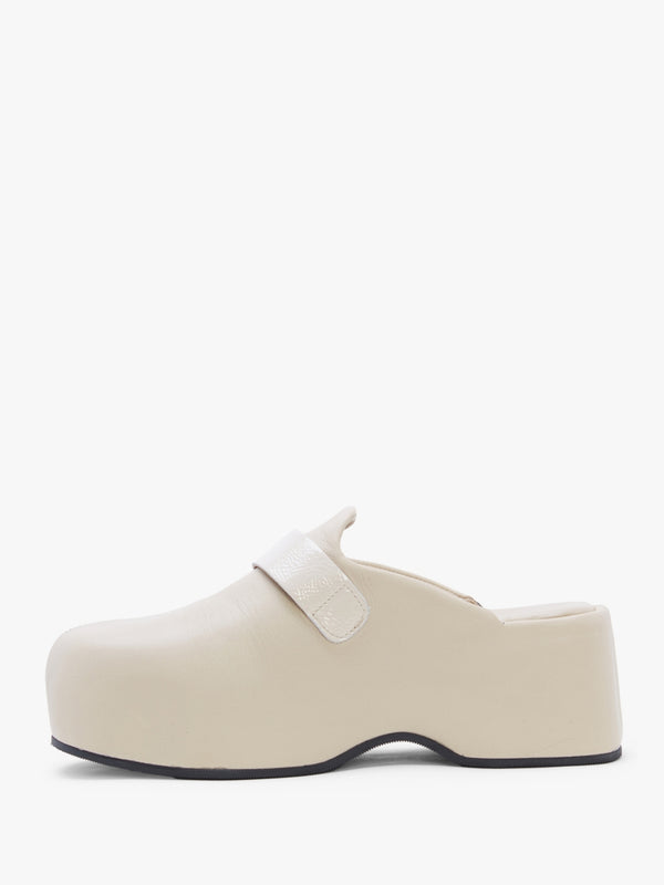 Nevio Cream Leather Flatform Clogs