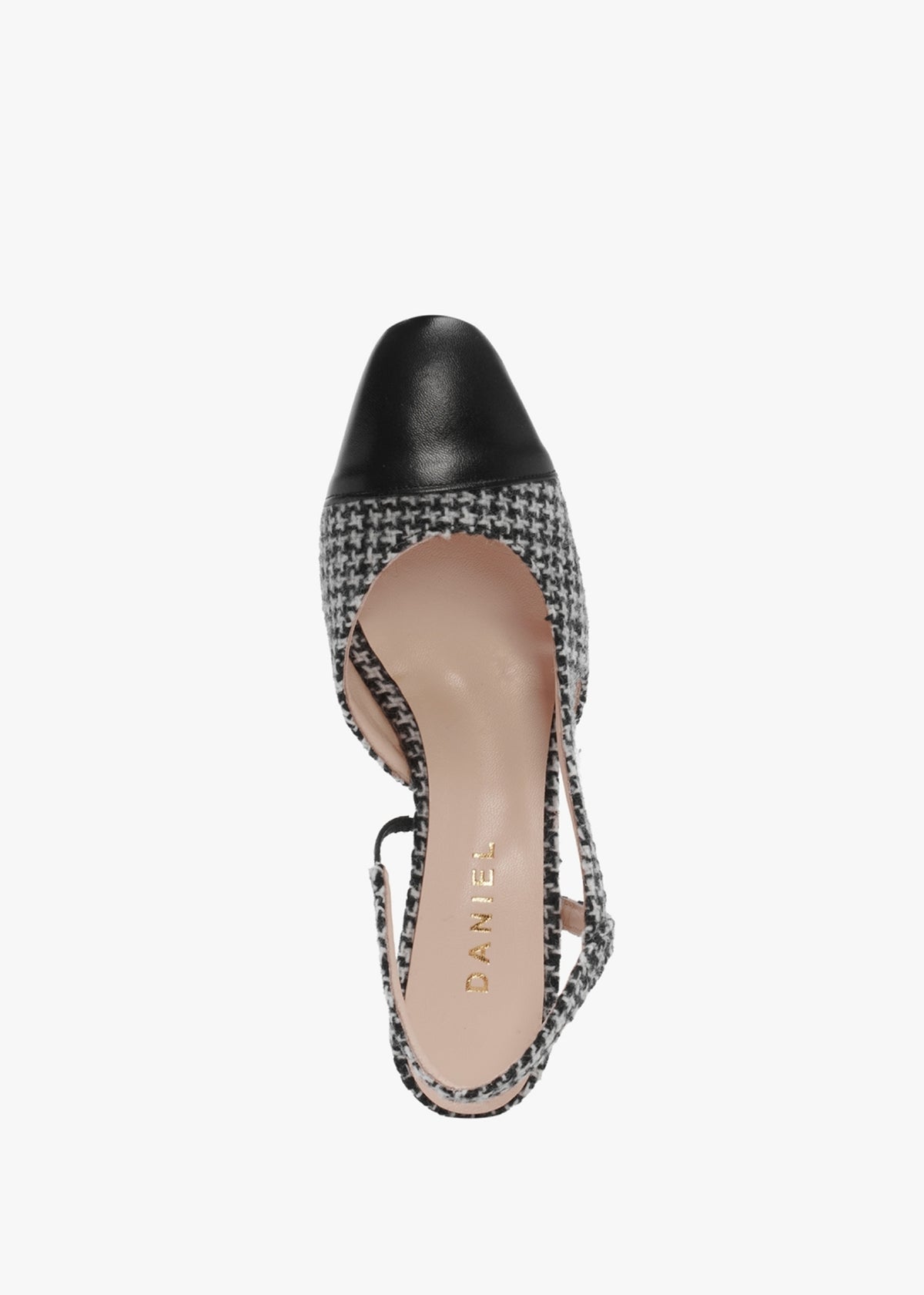 Akira Black Houndstooth Block Heel Slingbacks