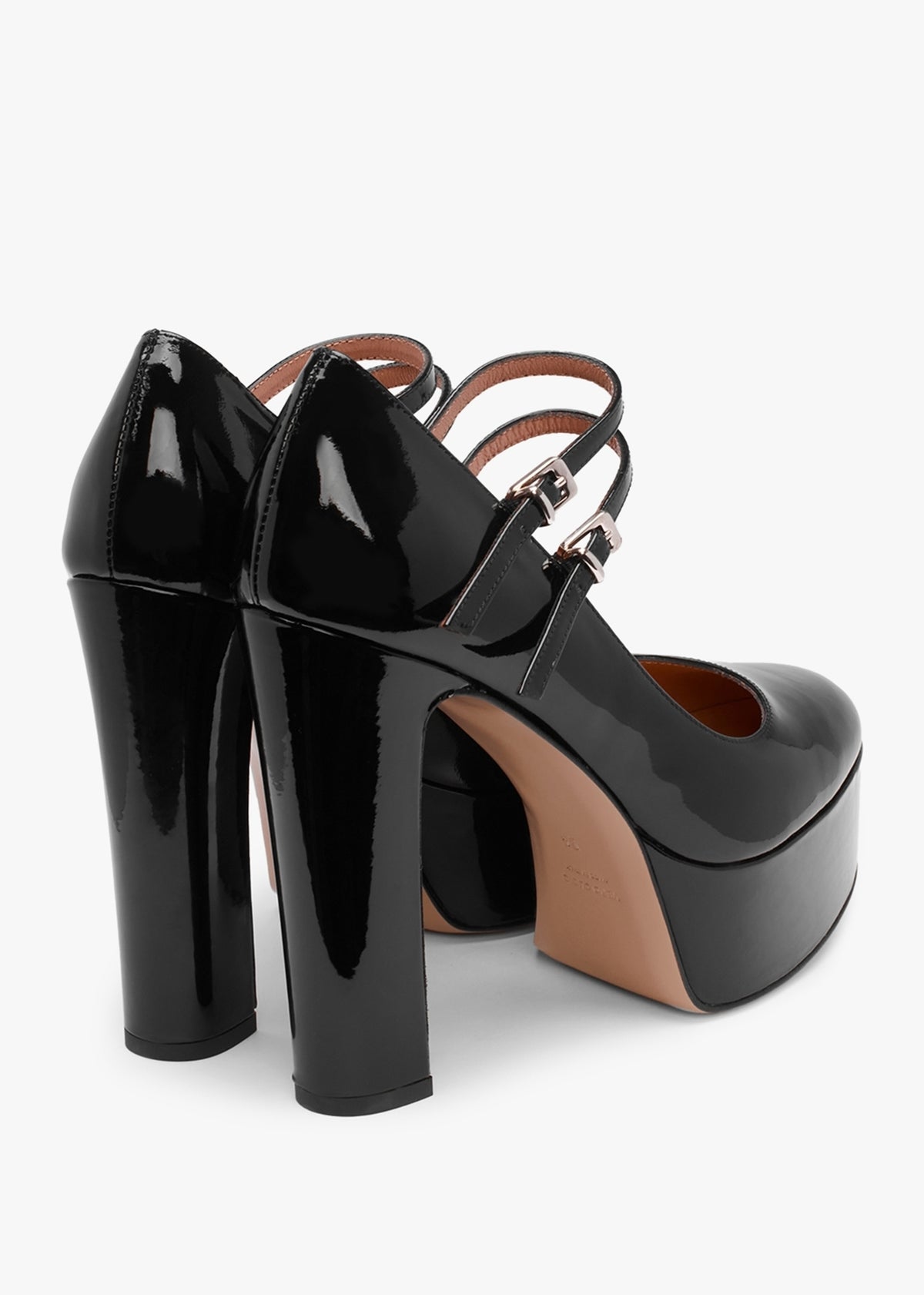 Nomary Black Patent Leather Platform Heeled May Janes