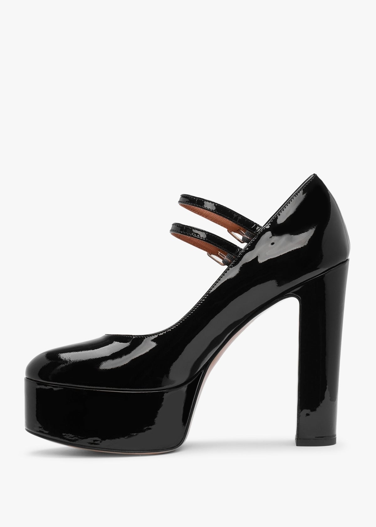 Nomary Black Patent Leather Platform Heeled May Janes
