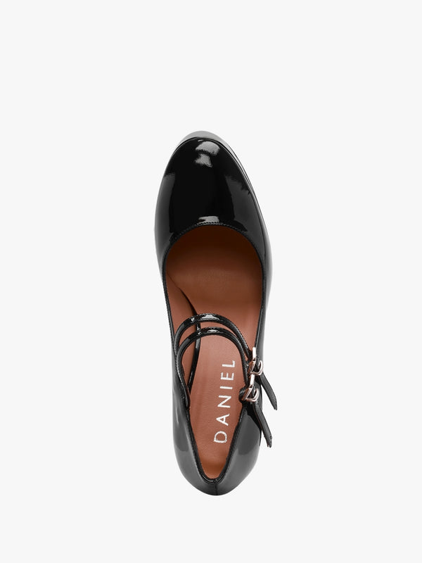 Nomary Black Patent Leather Platform Heeled May Janes