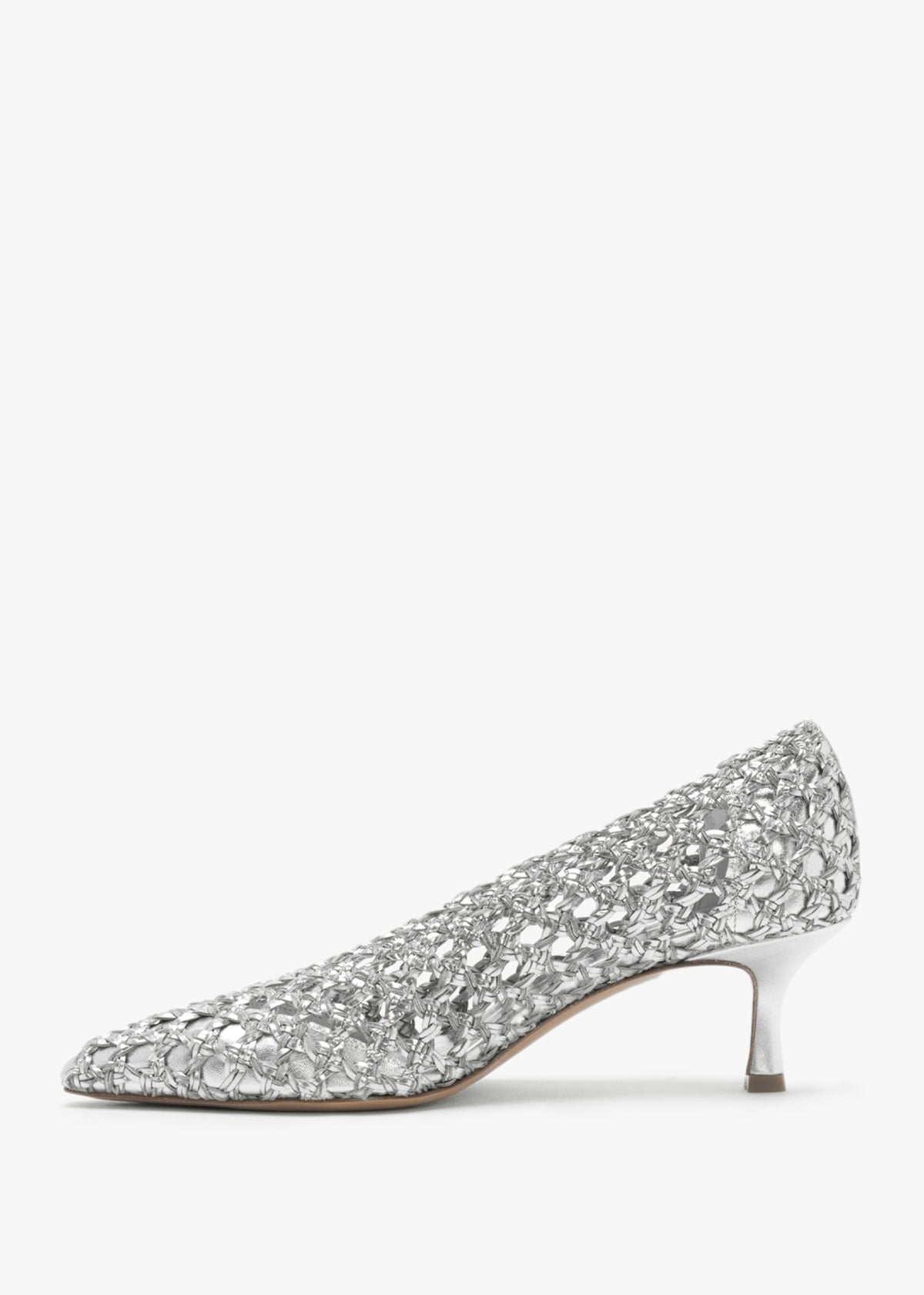 Nokit Silver Leather Woven Court Shoes