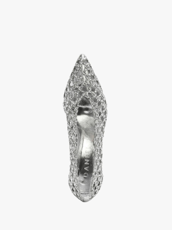 Nokit Silver Leather Woven Court Shoes