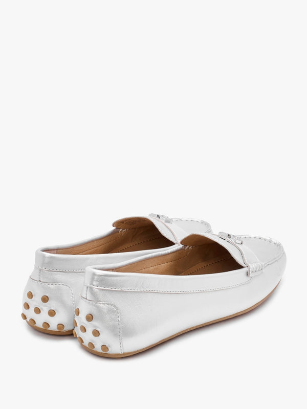 Barnsbury Bright Silver Leather Loafers