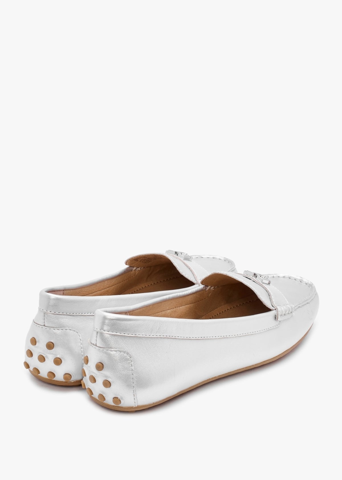 Barnsbury Bright Silver Leather Loafers