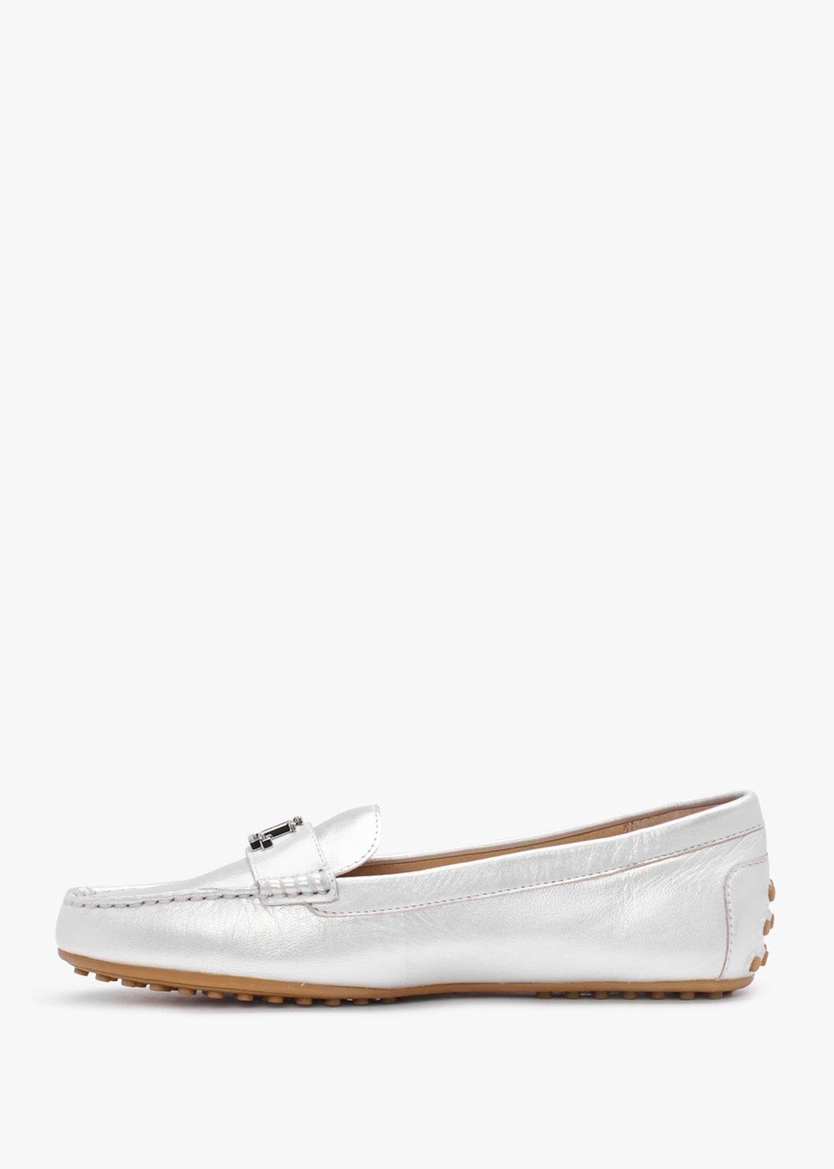 Barnsbury Bright Silver Leather Loafers