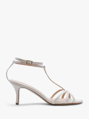 Alina White Leather Strappy Kitten Heel Sandals