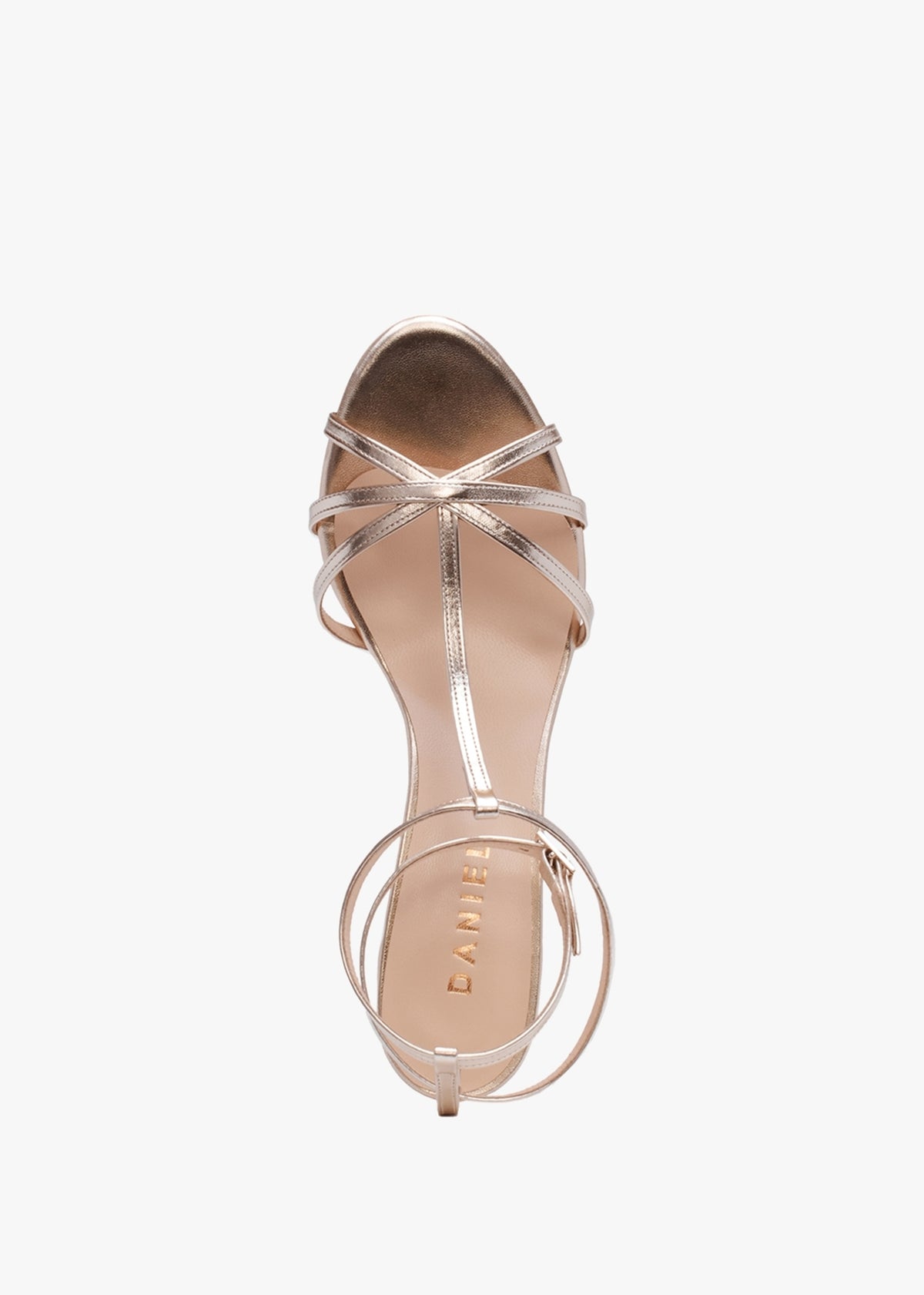 Alina Gold Leather Strappy Kitten Heel Sandals