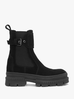Molly Black Suede Chunky Ankle Boots