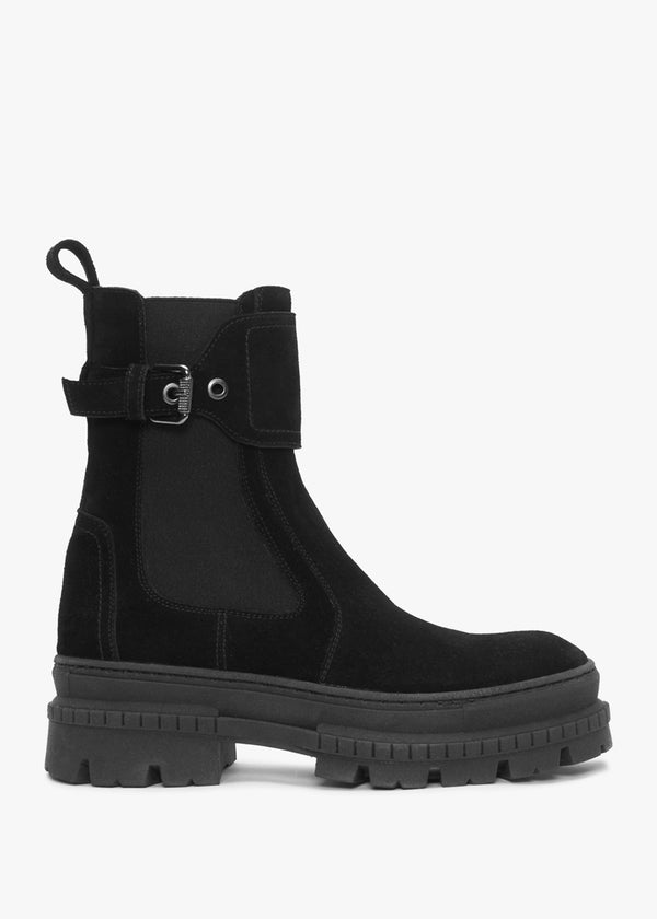 Molly Black Suede Chunky Ankle Boots