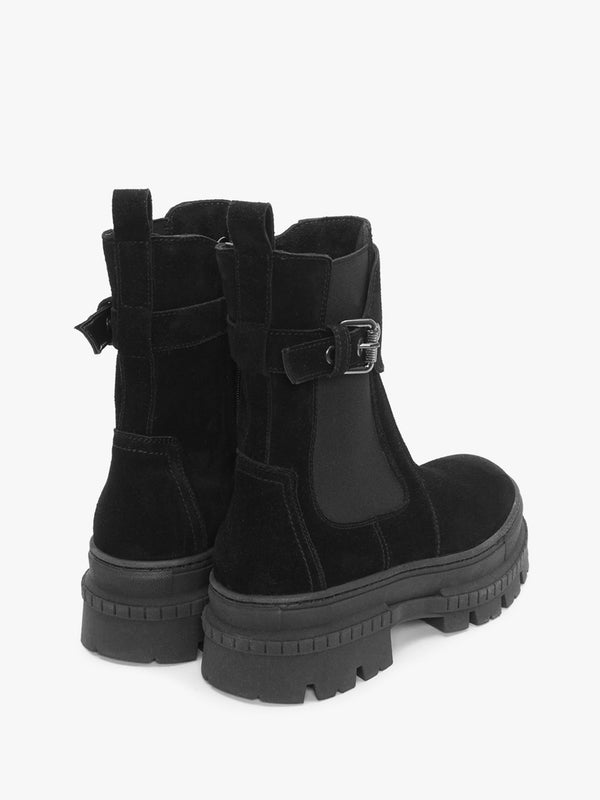 Molly Black Suede Chunky Ankle Boots