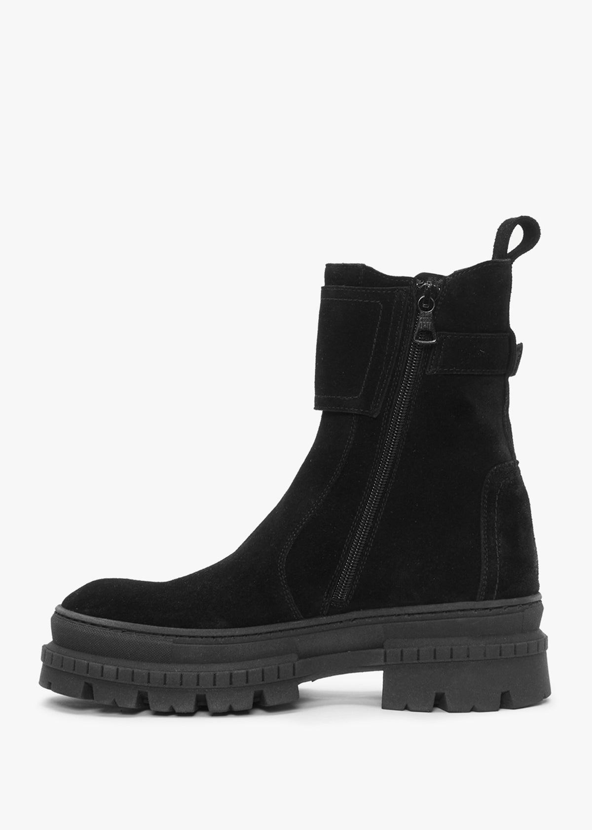Molly Black Suede Chunky Ankle Boots