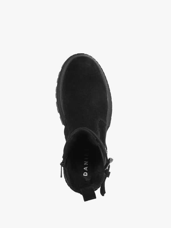Molly Black Suede Chunky Ankle Boots
