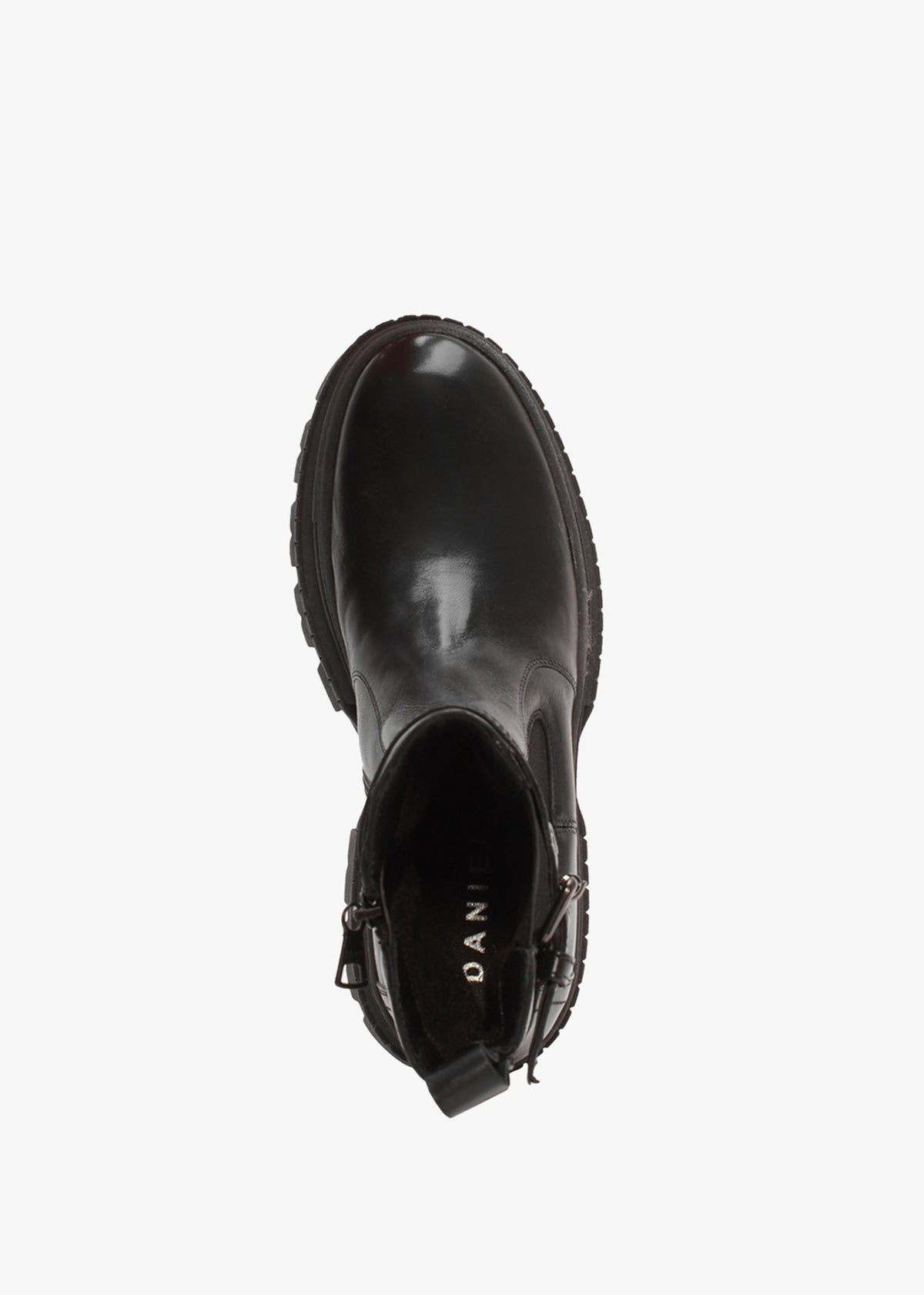 Molly Black Leather Chunky Ankle Boots