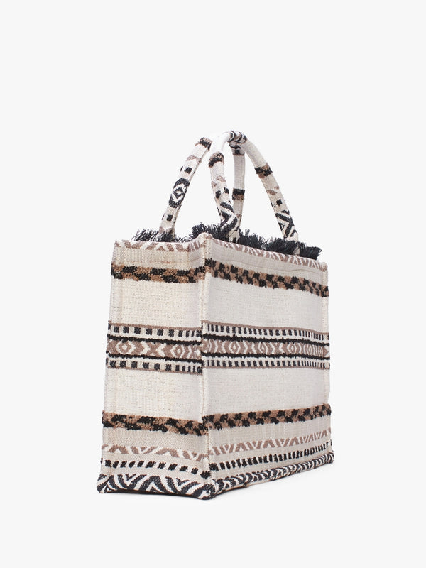 Kimolos Black Embroidered Tote Bag