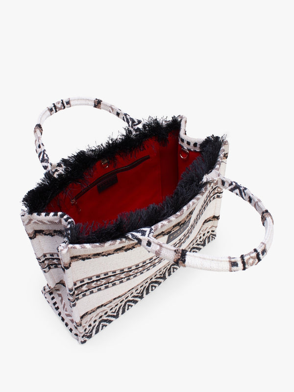 Kimolos Black Embroidered Tote Bag