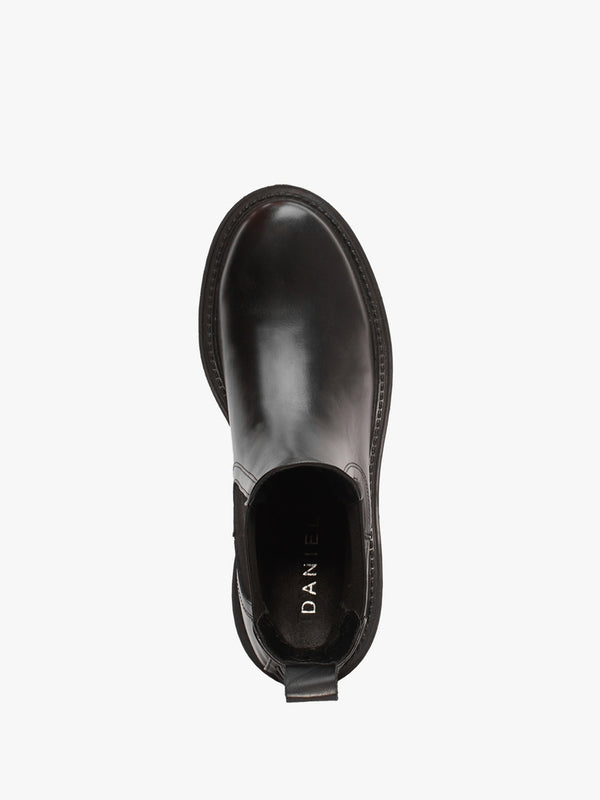 Iris Black Leather Chain Detail Chelsea Boots