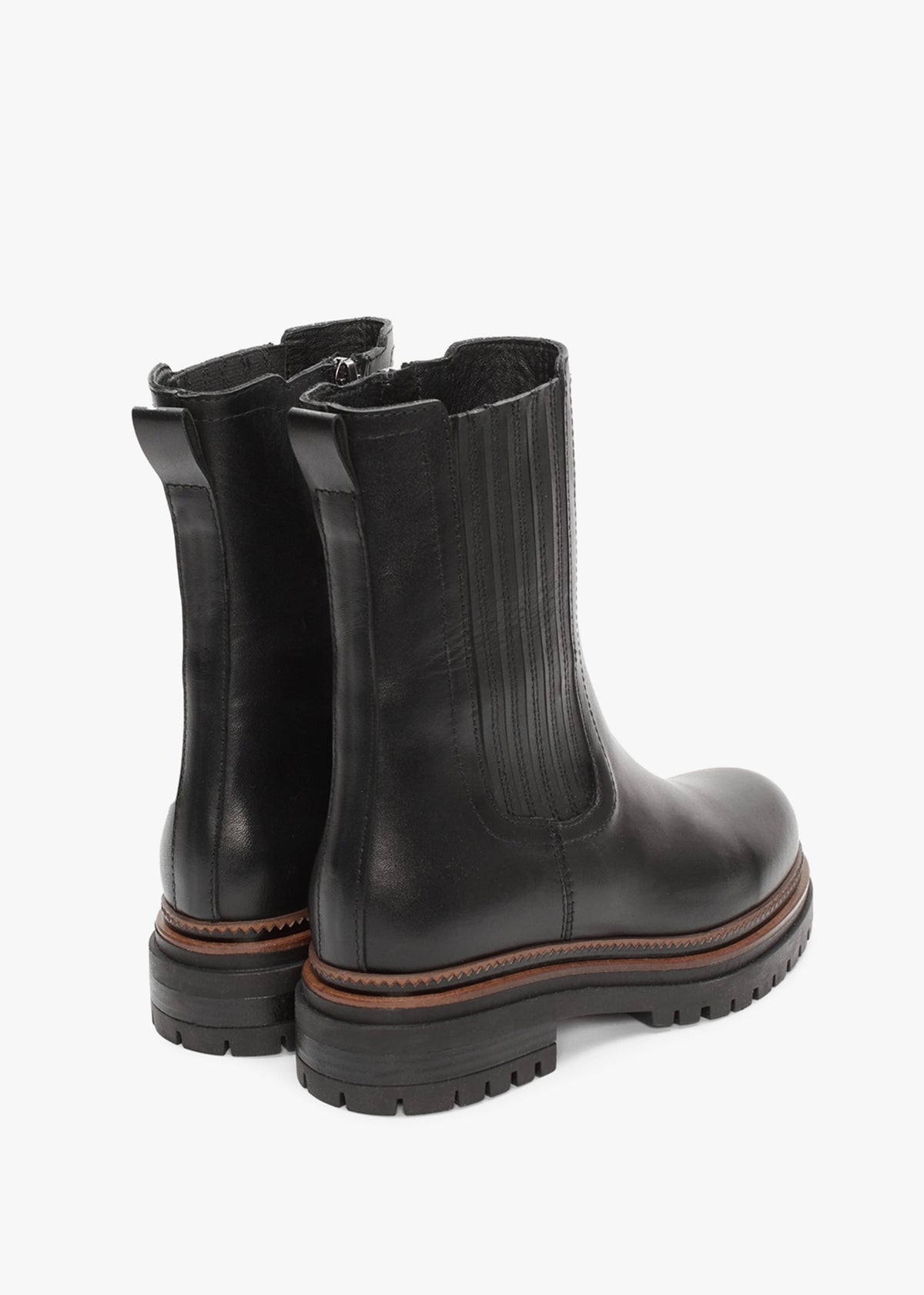Ivory Black Leather Tall Chelsea Boots