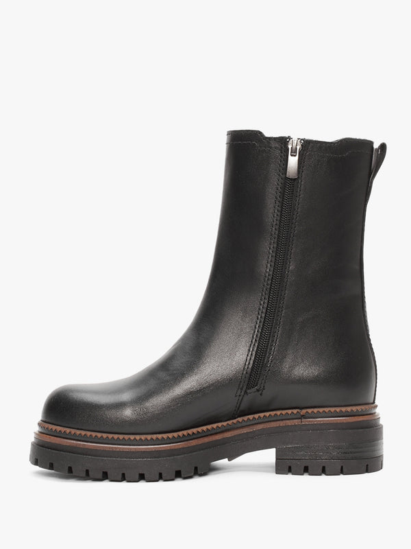 Ivory Black Leather Tall Chelsea Boots