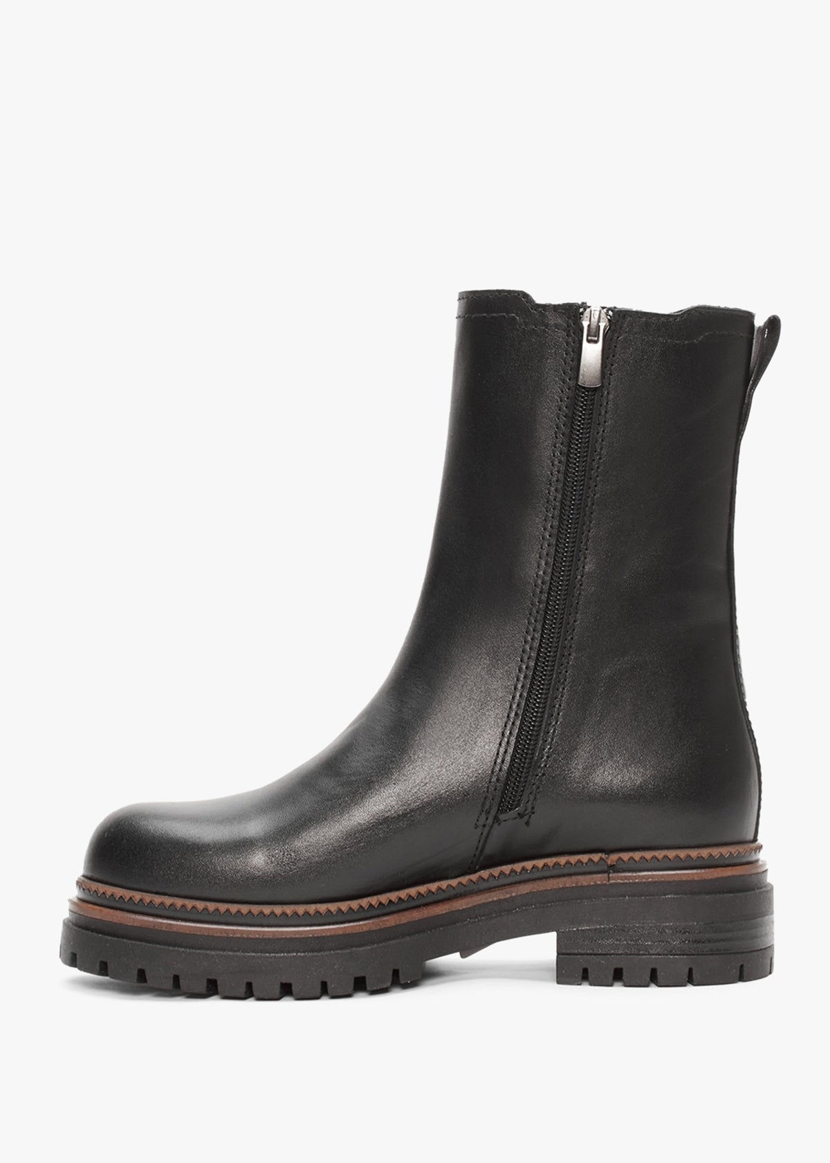 Ivory Black Leather Tall Chelsea Boots