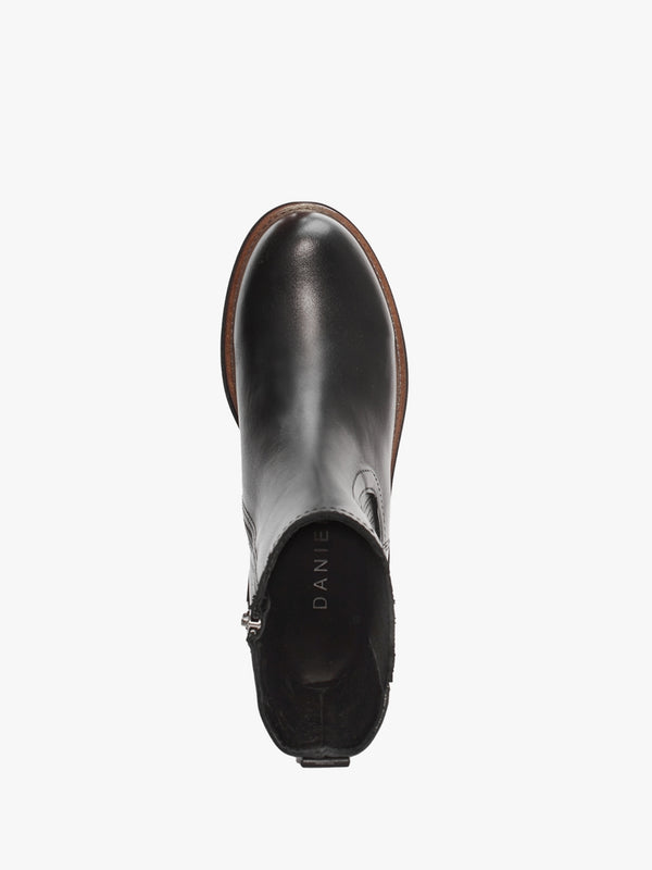 Ivory Black Leather Tall Chelsea Boots