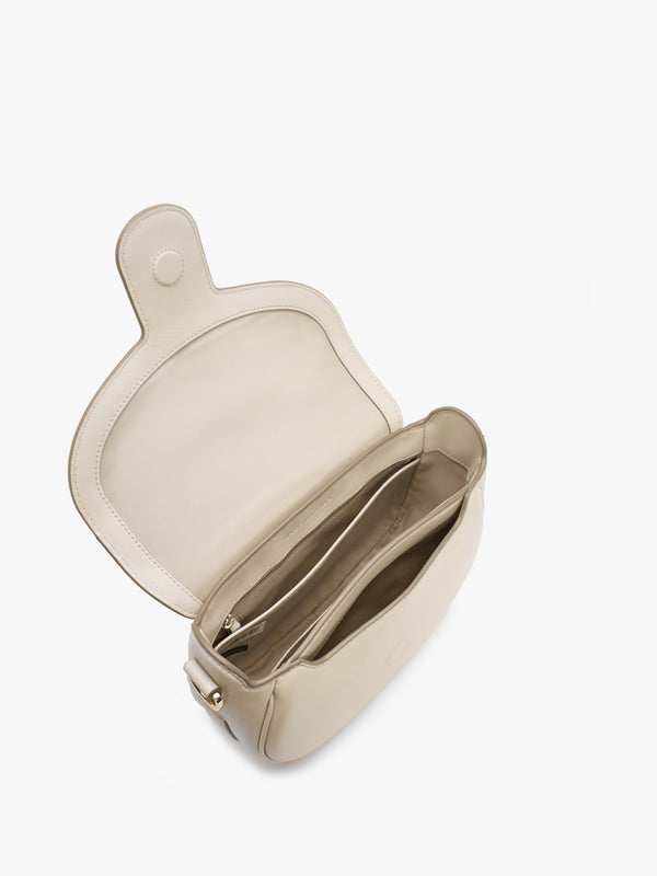 The J Marc Cloud White Leather Saddle Bag
