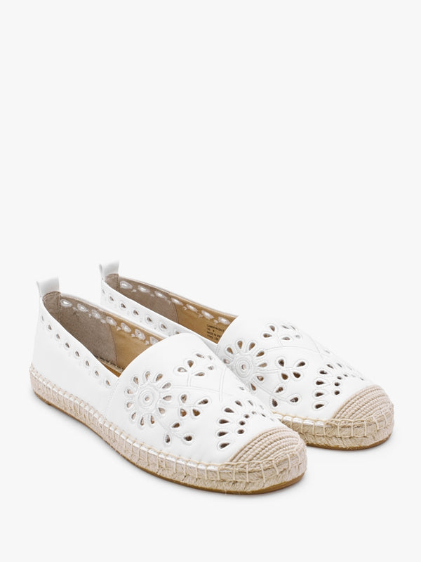 Cameryn Eyelet Snow White Leather Espadrilles