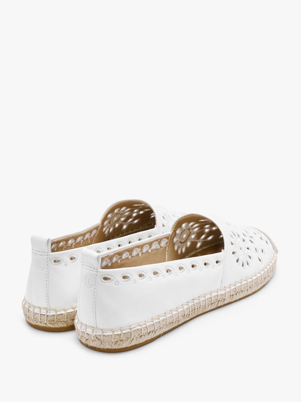 Cameryn Eyelet Snow White Leather Espadrilles
