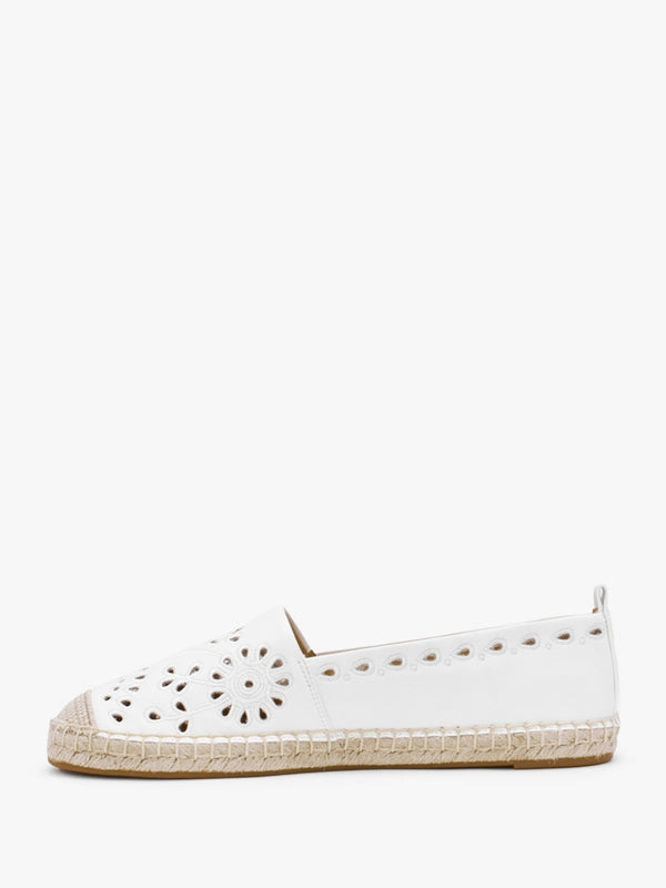 Cameryn Eyelet Snow White Leather Espadrilles