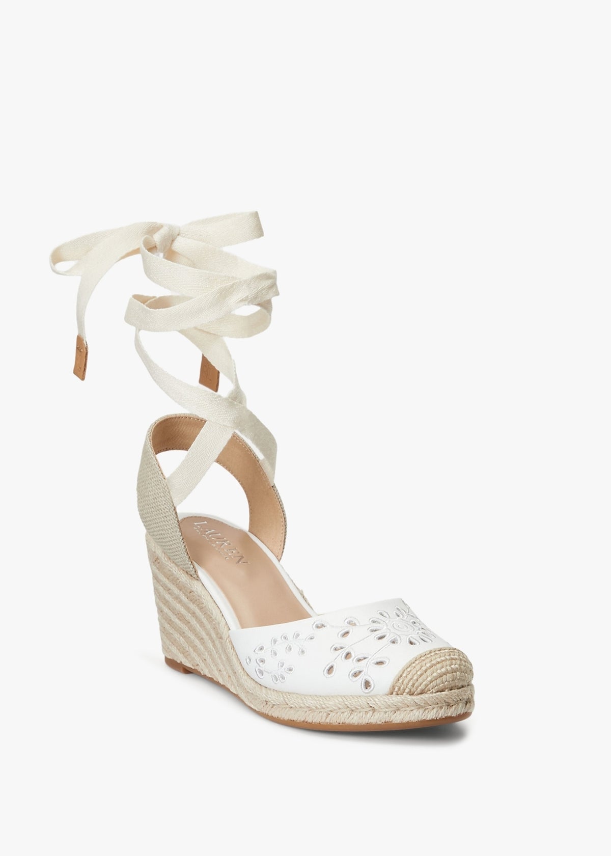 Paislee Eyelet Snow White Leather Wedge Espadrilles