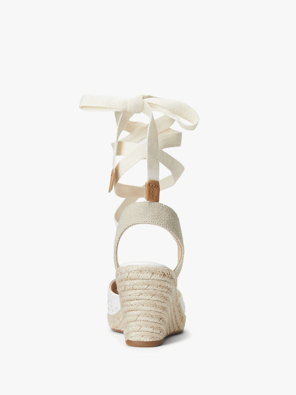 Paislee Eyelet Snow White Leather Wedge Espadrilles