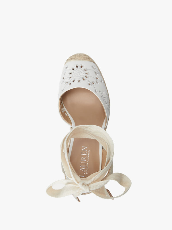Paislee Eyelet Snow White Leather Wedge Espadrilles