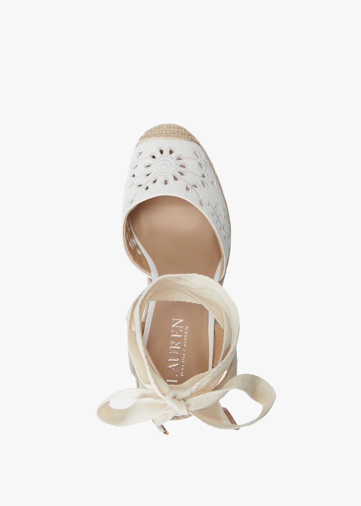 Paislee Eyelet Snow White Leather Wedge Espadrilles