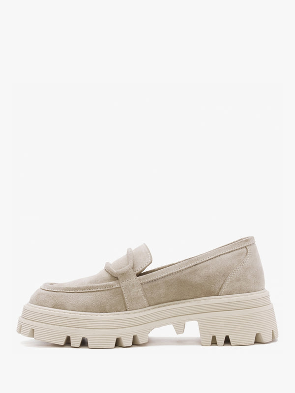 Vover Beige Suede Chunky Loafers