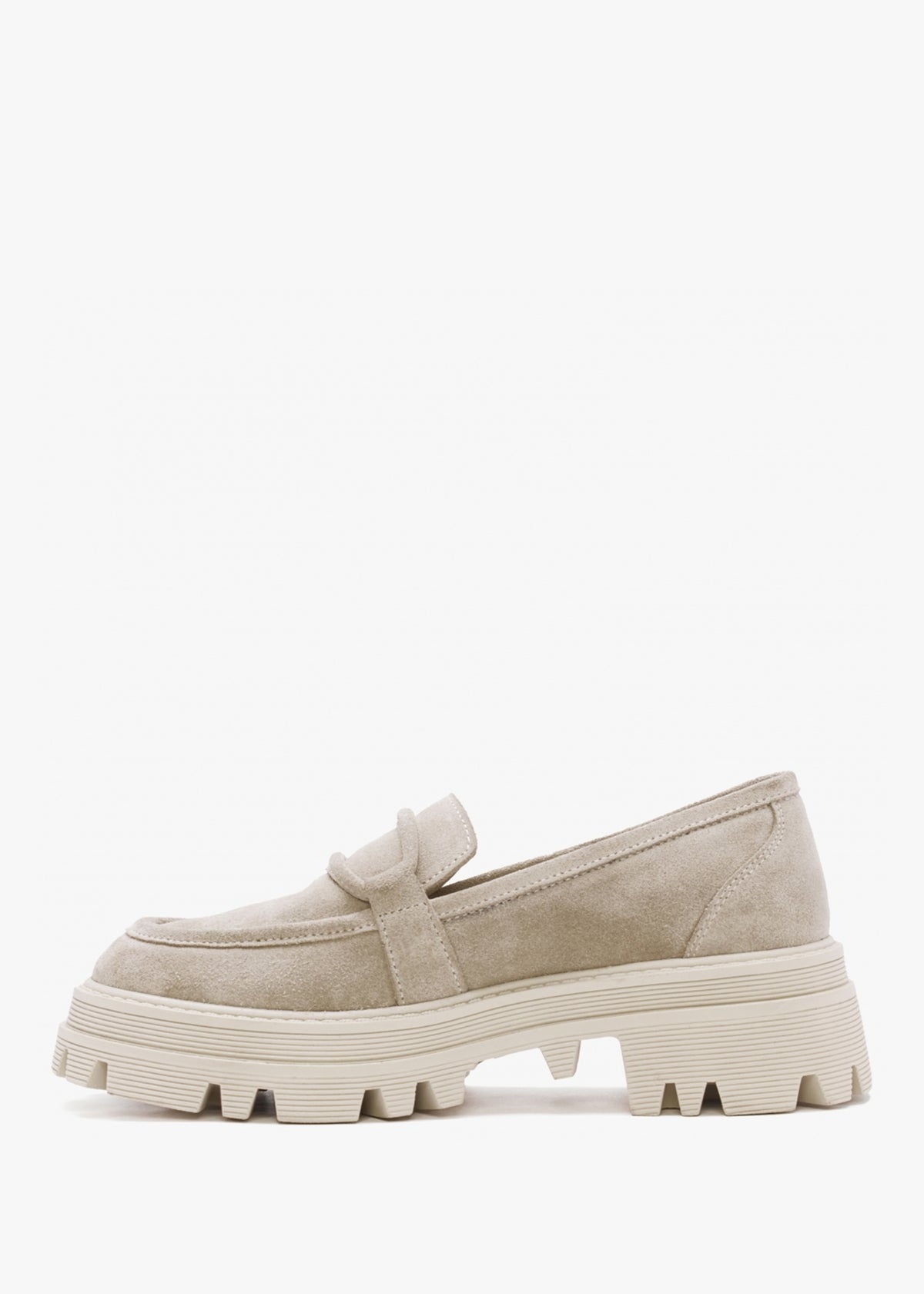 Vover Beige Suede Chunky Loafers