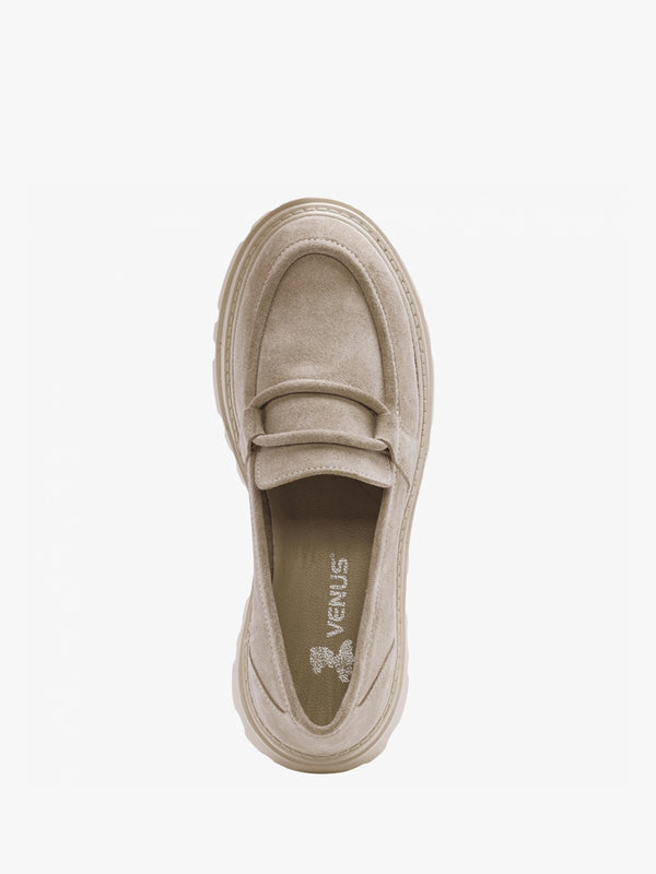 Vover Beige Suede Chunky Loafers