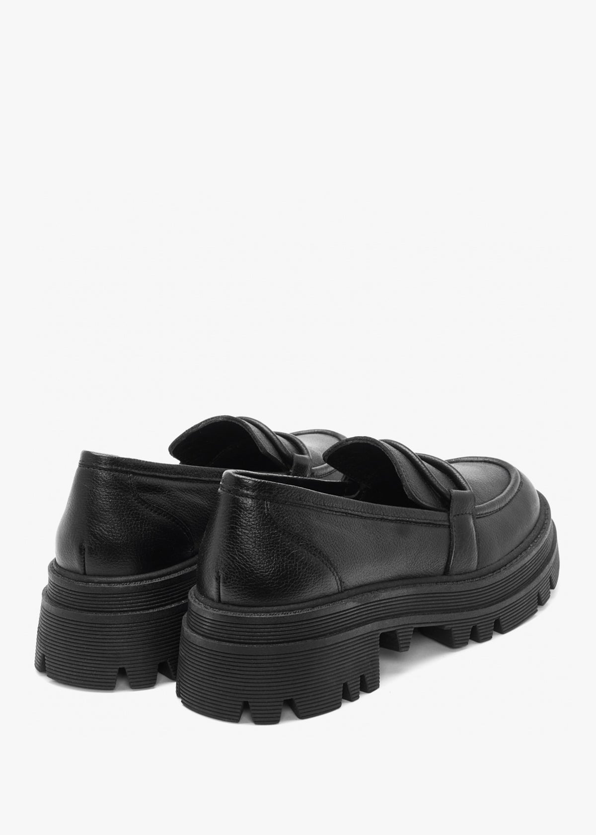 Vover Black Leather Chunky Loafers