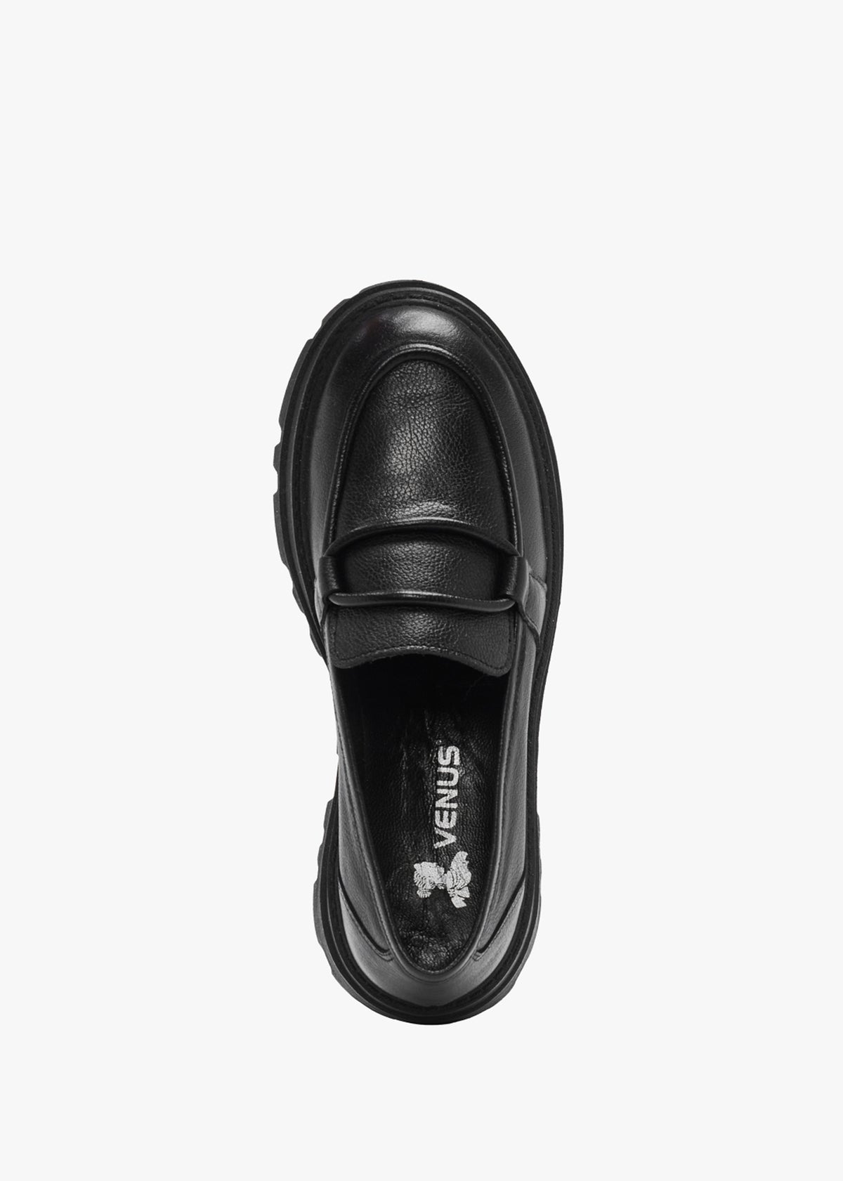 Vover Black Leather Chunky Loafers