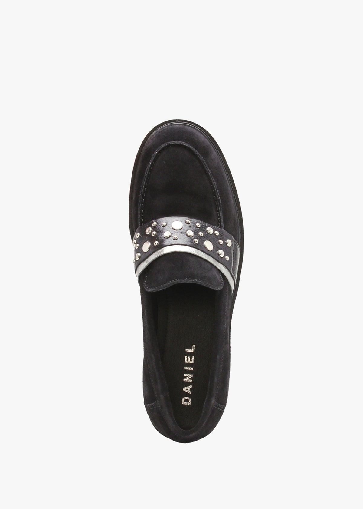 Tia Black Suede Embellished Chunky Loafers