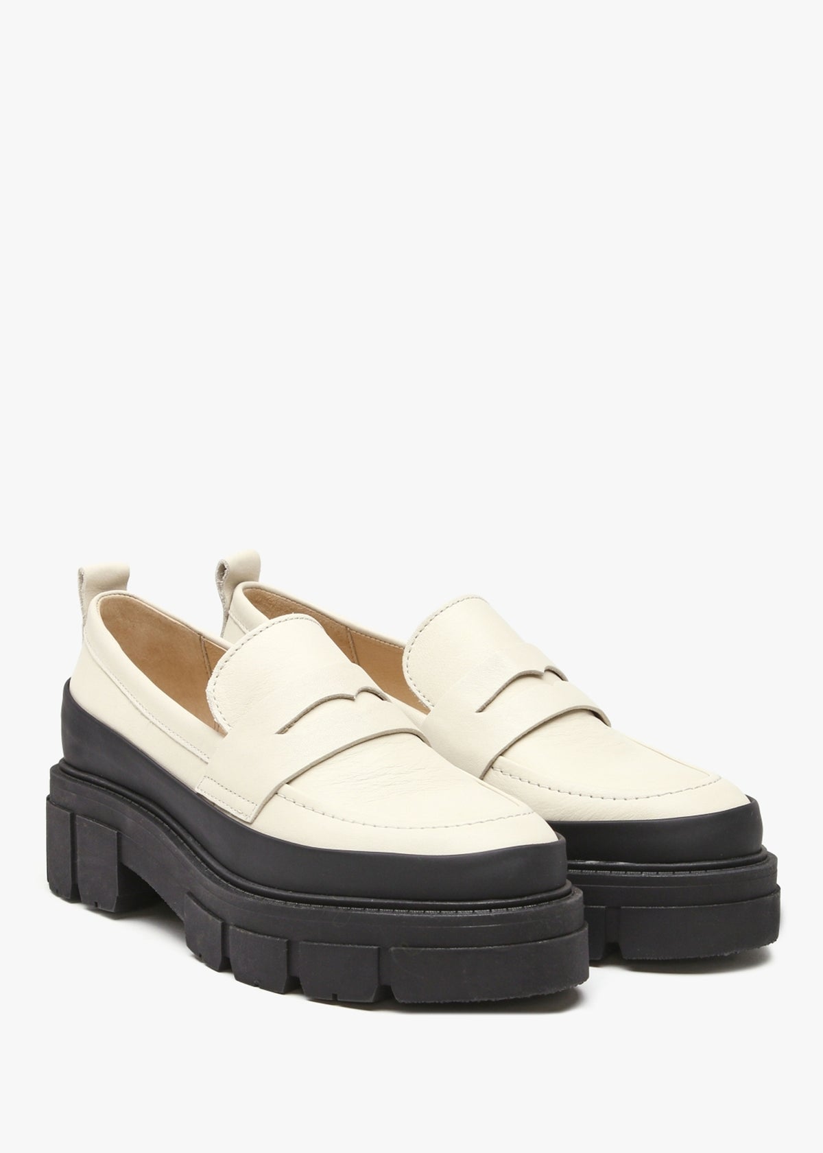 Treasure Cream Leather Chunky Loafers