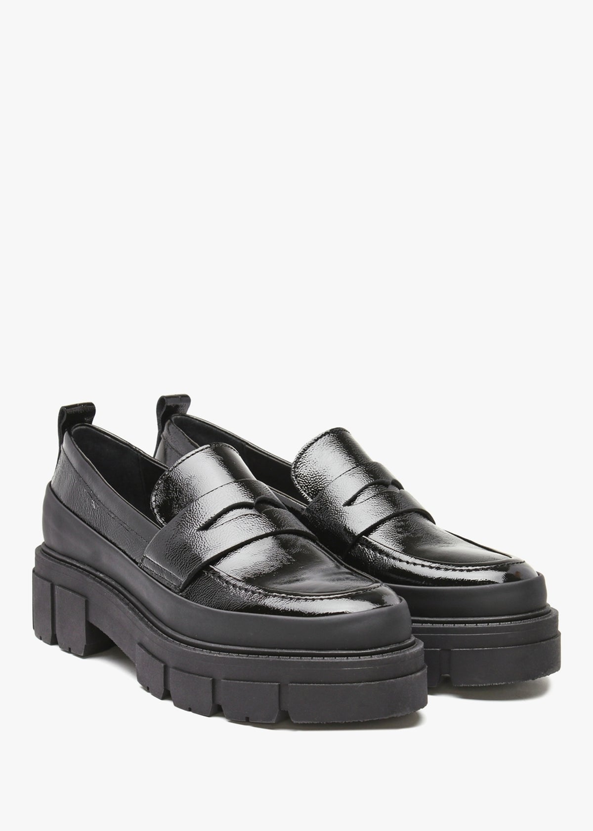 Treasure Black Patent Leather Chunky Loafers
