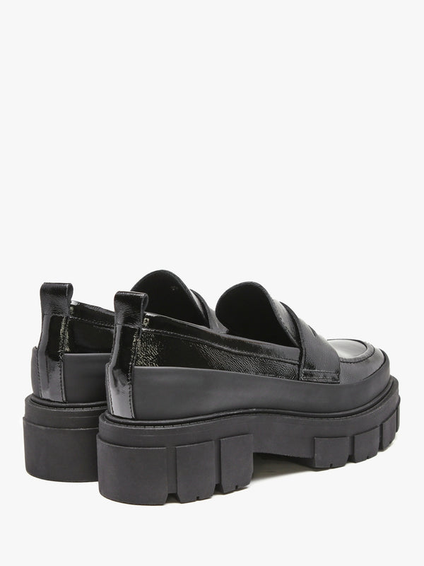 Treasure Black Patent Leather Chunky Loafers
