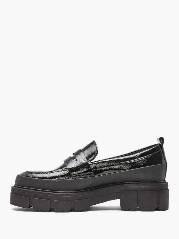 Treasure Black Patent Leather Chunky Loafers