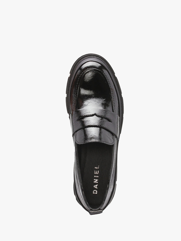 Treasure Black Patent Leather Chunky Loafers