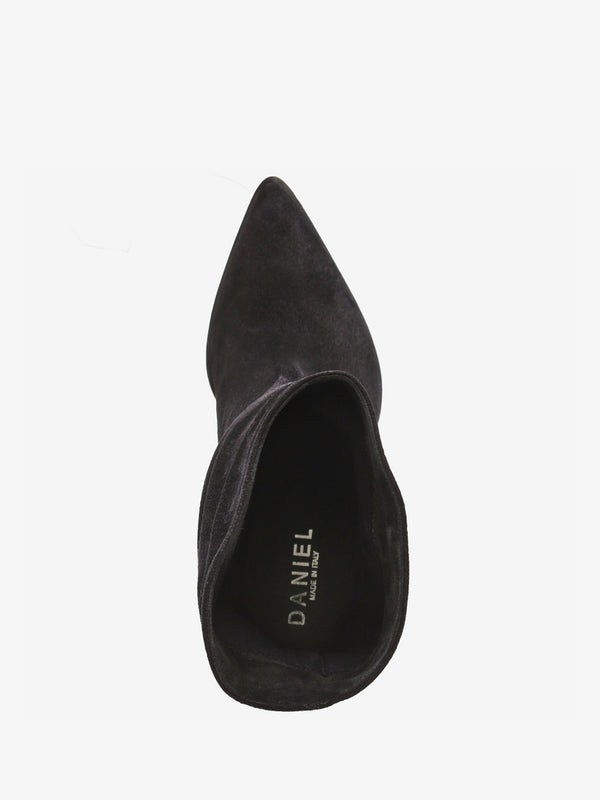 Tully Black Suede Rouched Wedge Calf Boots
