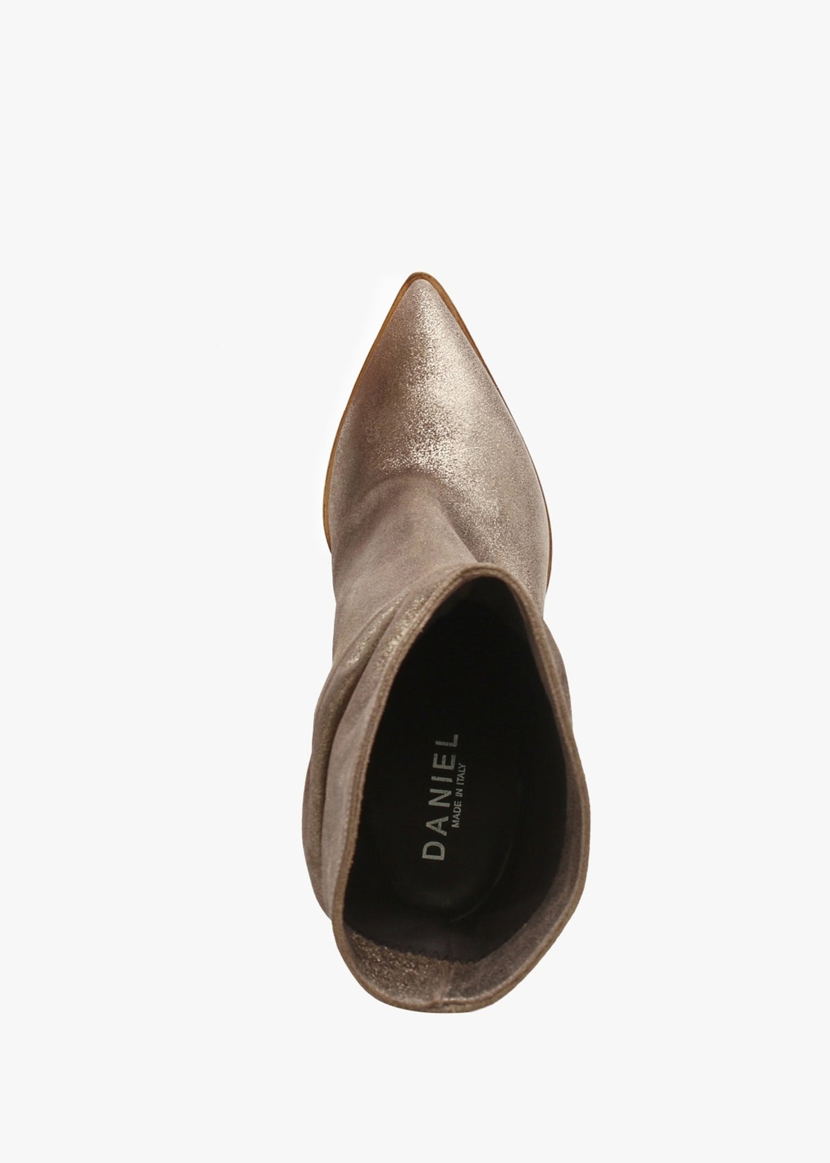 Tully Metallic Taupe Suede Rouched Wedge Calf Boots